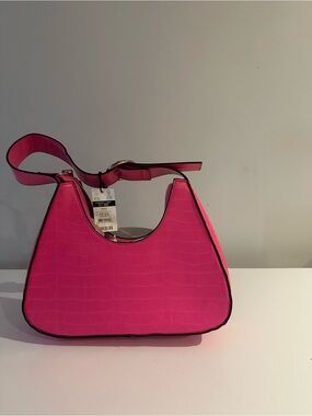 Call It Spring Hot Pink Croc-Embossed Shoulder Bag